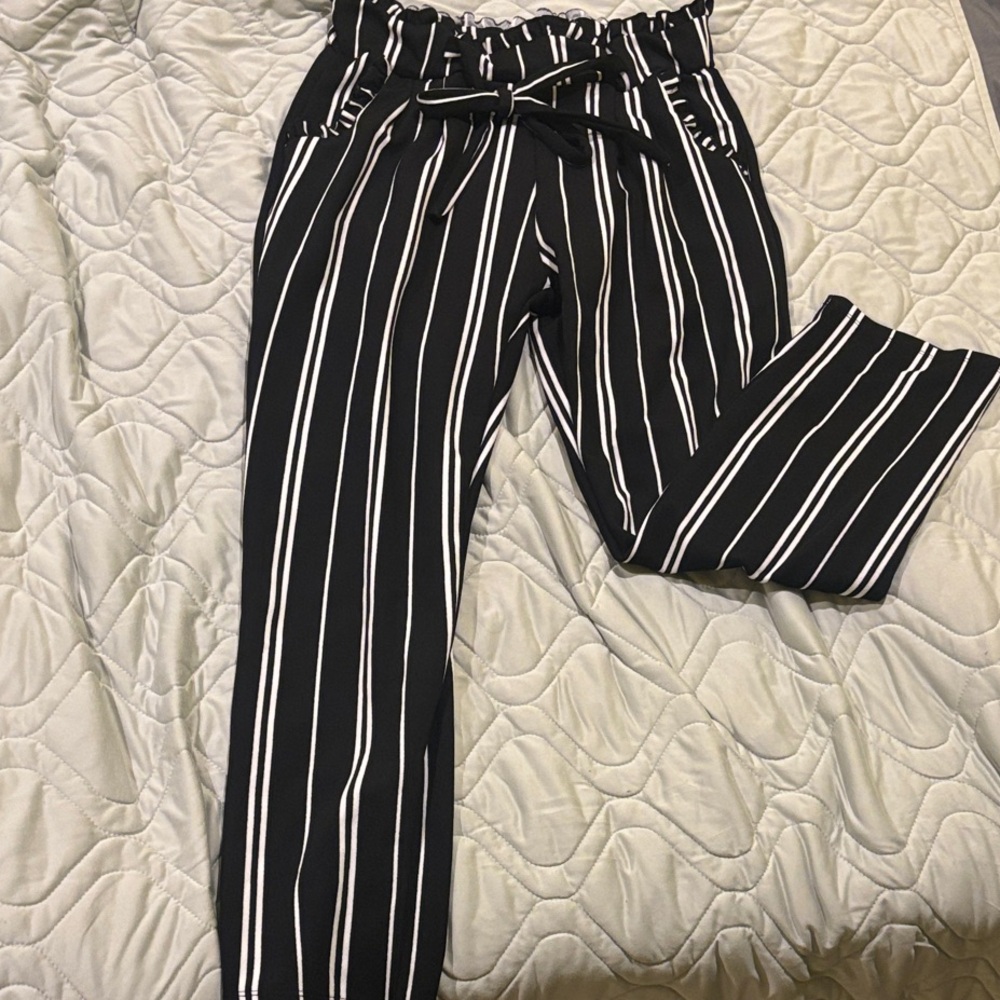 Striped Black and White Women's Pants